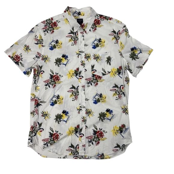 J Crew Men’s  Flex Button Shirt Stretch Floral Palm Trees Vacation Modern Small - Picture 7 of 7